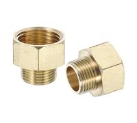sourcing map Brass Pipe Fitting, 2Pcs G1/2 Male x G3/8 Female Brass Reducer Adapter Pipe Extension Fittings, Reducer Hex Bushing Threaded Pipe Fitting for Water, Gas, Oil Pipeline Systems