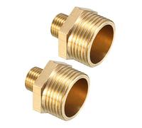 sourcing map Brass Pipe Fitting 3/4 BSP Male x 1/4 BSP Male Adapter 2pcs | Reducing Hex Bushing