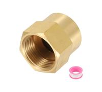 sourcing map Brass Pipe Fitting, 3/4" G Female x 3/4" NPT Female Brass Hex Nipple Pipe Fitting Connector, 3/4" to 3/4" Female Pipe Fitting Adapter with PTFE, Gold Tone