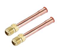 sourcing map Brass Pipe Fitting, 3/8 SAE Flare Connector Male Thread Adapter with Copper Tube for Air Conditioner HVAC System, Pack of 2