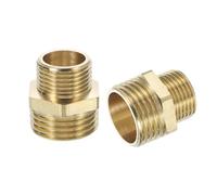 sourcing map Brass Pipe Fitting, 4Pcs G1/2 Male x G3/8 Female Reducing Hex Nipple, Garden Hose Adapter, Pipe Fittings Connect for Water, Gas, Oil Pipelines
