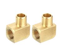 sourcing map Brass Pipe Fitting 90 Degree Barstock Street Elbow 3/8" NPT Pipe Connector for Gas, Air, Oil, Propane, 2pcs