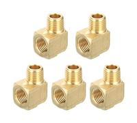 sourcing map Brass Pipe Fitting 90 Degree Street Elbow Brass 1/4" NPT Pipe Connector for Gas, Air, Oil, Propane, 5pcs