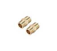 sourcing map Brass Pipe Fitting Connector Straight Hex Nipple Coupler 1/8 x 1/8 G Male Thread Hose Fittings Gold Tone 2pcs