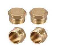 sourcing map Brass Pipe Fitting, Cored Hex Head Plug G1/2 Male Thread Connector Coupling Adapter 4pcs