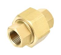 sourcing map Brass Pipe Fitting Coupling, 3/8NPTF Female Pipe Fittings Union, Brass Fitting Threads Adapter for Plumbing Systems, HVAC, Automotive, Industrial Machinery, Gas Systems