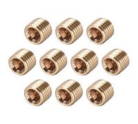 sourcing map Brass Pipe Fitting - Hex Counter Sunk Plug 1/16NPT Male Socket Drive Countersunk Pipe Plugs 10pcs