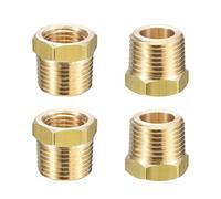 Sourcing Map Brass Pipe Fitting Reducer Adapter 3/8" Npt Male X 1/4" Npt Female For Water Oil Air Pressure Gauge Temp Sensor 4Pcs(3/8 Npt X 1/4 Npt)