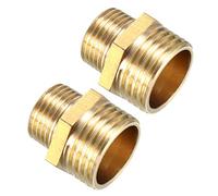 sourcing map Brass Pipe Fitting Reducing Hex Nipple 1/2 BSP Male X 3/8 BSP Male Adapter 2pcs