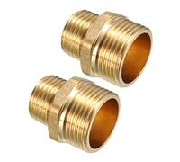 sourcing map Brass Pipe Fitting, Reducing Hex Nipple 3/4 BSPP Male x 1/2 BSPP Male Adapter 2pcs