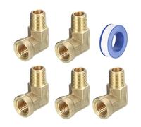 sourcing map Brass Pipe Fittings 1/8 Inch NPT Male x 1/8 Inch NPT Female, 5Pcs 90 Degree Barstock Street Elbow Forged Brass Hose Fittings Adapter for Gas Air Oil Propane