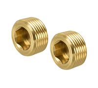 sourcing map Brass Pipe Plug 3/4 NPT Male Thread Hex Internal Head Socket Fitting for Water Air Fuel Pipeline Pack of 2