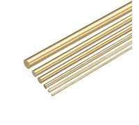 sourcing map Brass Rods Round Solid Brass Stock Pin 2mm-8mm Assorted Diameter for 200mm Length Brass Rod for Drift Punches Various Shaft DIY Craft Model Plane Ship Cars(Pack of 6)
