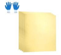 sourcing map Brass Sheet, 0.4mmx10mmx10mm H62 Brass Metal Plates Thin Metal Sheets with Gloves for Craft DIY Model Jewelry Electrical Repair Industrial, Pack of 4, Gold