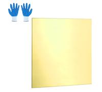 sourcing map Brass Sheet, 0.5mmx100mmx100mm H62 Brass Metal Plates Thin Metal Sheets with Gloves for Craft DIY Model Jewelry Electrical Repair Industrial, Pack of 1, Gold