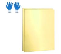 sourcing map Brass Sheet, 0.8mmx50mmx100mm H62 Brass Metal Plates Thin Metal Sheets with Gloves for Craft DIY Model Jewelry Electrical Repair Industrial, Pack of 2, Gold