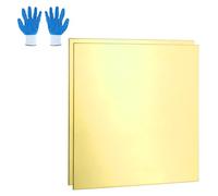 sourcing map Brass Sheet, 1mmx50mmx50mm H62 Brass Metal Plates Thin Metal Sheets with Gloves for Craft DIY Model Jewelry Electrical Repair Industrial, Pack of 2, Gold