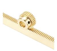sourcing map Brass Spur Gear and Gear Rack, 0.5M 30T Industrial Power Transmission Components Pinion Spiral, 10x5x300mm Rack with 0.5 Module Spur Gear 6mm Bore