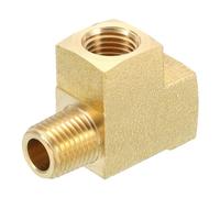 sourcing map Brass Tee Pipe Fitting, 1/4" NPT 3 Way T-Connector Fitting Coupler Adapter for Gas Transport Connect Pipelines, 1 Pcs