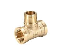 Sourcing Map Brass Tee Pipe Fitting G1/2 Female x Male x Female T-Style Connector Coupler