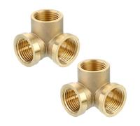 sourcing map Brass Tee Pipe Fitting, G1/2" x G1/2" x G1/2" 3 Way Y-Connector for Gas Transport Connect Pipelines, 2pcs