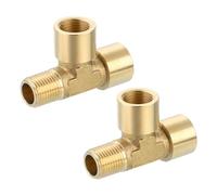 sourcing map Brass Tee Pipe Fitting, G1/8" x G1/8" x G1/8" 3 Way T-Connector Fitting Coupler Adapter for Gas Transport Connect Pipelines, 2pcs