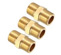 sourcing map Brass Threaded Pipe Fitting 1/8 BSP Male x 1/8 BSP Male Hex Bushing Adapter 3pcs