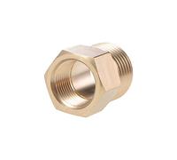 sourcing map Brass Threaded Pipe Fitting G1/2 Male X G3/8 Female Hex Bushing Adapter 26mm Length