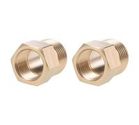 sourcing map Brass Threaded Pipe Fitting G1/2 Male X G3/8 Female Hex Bushing Adapter 26mm Length 2pcs
