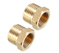 sourcing map Brass Threaded Pipe Fitting G1/2 Male x G3/8 Female Hex Bushing Adapter 2pcs