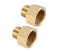 sourcing map Brass Threaded Pipe Fitting G1/4 Male x G3/8 Female Coupling 2pcs