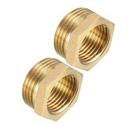 sourcing map Brass Threaded Pipe Fitting G3/4 Male X G1/2 Female Hex Bushing Adapter 2pcs