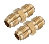 sourcing map Brass Tube Coupler, 5/16" Flare x 5/16" Flare Male Connector Pipe Coupling Fitting Union Gas Adapter for HVAC Air Conditioner, Pack of 2