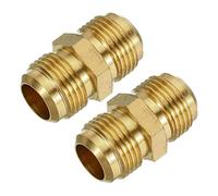 sourcing map Brass Tube Coupler, 5/8" Flare x 5/8" Flare, Pack of 2 | Male Connector Pipe Coupling Fitting Union Gas Adapter for HVAC Air Conditioner
