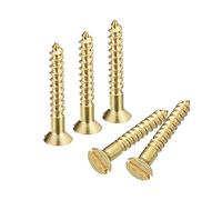 sourcing map Brass Wood Screws, 10Pcs M3 x 20mm Slotted Drive Flat Head Self Tapping Screw Countersunk for Woodworking Furniture