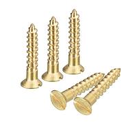 sourcing map Brass Wood Screws, 15Pcs M3.5 x 20mm Slotted Drive Flat Head Self Tapping Screw Countersunk for Woodworking Furniture