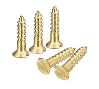 sourcing map Brass Wood Screws, 15Pcs M3.5x16mm Slotted Drive Flat Head