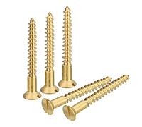 sourcing map Brass Wood Screws, 15Pcs M4x35mm Slotted Drive Flat Head