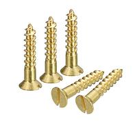 sourcing map Brass Wood Screws, 25Pcs M4.5 x 25mm Slotted Drive Flat Head Self Tapping Screw Countersunk for Woodworking Furniture
