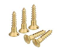 sourcing map Brass Wood Screws, 25Pcs M4 x 16mm Slotted Drive Flat Head Self Tapping Screw Countersunk for Woodworking Furniture
