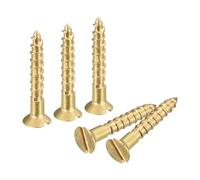 sourcing map Brass Wood Screws, 30Pcs M1.6 x 10mm Slotted Drive Flat Head Self Tapping Screw Countersunk for Woodworking Furniture