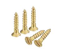 sourcing map Brass Wood Screws, 30Pcs M1.6 x 8mm Slotted Drive Flat Head Self Tapping Screw Countersunk for Woodworking Furniture