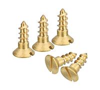 sourcing map Brass Wood Screws, 30Pcs M4 x 12mm Slotted Drive Flat Head Self Tapping Screw Countersunk for Woodworking Furniture