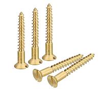 sourcing map Brass Wood Screws, 30Pcs M4 x 30mm Slotted Drive Flat Head Self Tapping Screw Countersunk for Woodworking Furniture