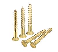 sourcing map Brass Wood Screws, 40Pcs M2.5 x 20mm Slotted Drive Flat Head Self Tapping Screw Countersunk for Woodworking Furniture