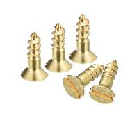 sourcing map Brass Wood Screws, 45Pcs M3 x 10mm Slotted Drive Flat Head Self Tapping Screw Countersunk for Woodworking Furniture