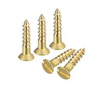 sourcing map Brass Wood Screws, 50Pcs M2.5 x 12mm Slotted Drive Flat Head Self Tapping Screw Countersunk for Woodworking Furniture