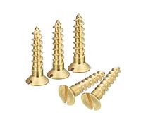 sourcing map Brass Wood Screws, 50Pcs M5 x 25mm Slotted Drive Flat Head Self Tapping Screw Countersunk for Woodworking Furniture