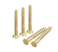 sourcing map Brass Wood Screws, 60Pcs M2 x 16mm Slotted Drive Flat Head Self Tapping Screw Countersunk for Woodworking Furniture