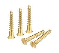 sourcing map Brass Wood Screws, 6Pcs M6 x 30mm Slotted Drive Flat Head Self Tapping Screw Countersunk for Woodworking Furniture